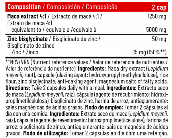 MACA 5000 (Maca extract 4:1 + Zinc bisglycinate) - Imagen 2