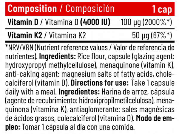 VITAMIN D3 + K2 (30caps) - Imagen 2