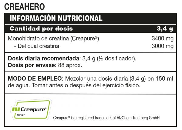 Creatina creapure 300g CREAHERO - Imagen 2